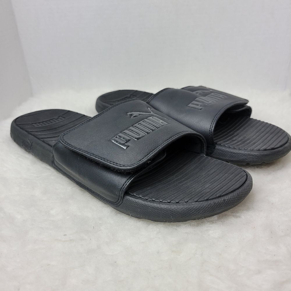 Puma Slides Men's Size 12 Black Comfy Casual Sandals Cushioned EUC